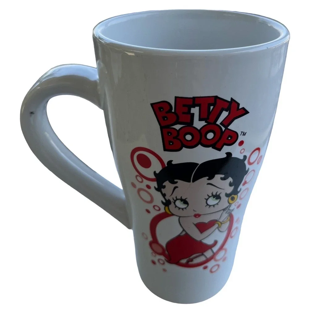 Betty Boop Tall Ceramic Coffee Mug Tea Cup 2011 Vandor White Red Character Gift